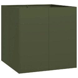 Helloshop26 - Jardinière carrée moderne fond ouvert balcon jardin 80 x 80 x 80 cm en acier vert olive 02_0051566 02_0051566 - vert acier 3000236981606