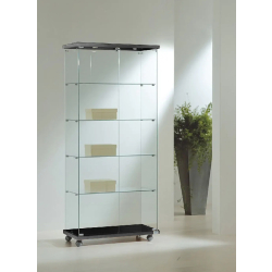 Vitrine d'exposition en verre avec éclairage - 8/18LEVA - noir - 80x40x181 cm - 4 tablettes amovibles