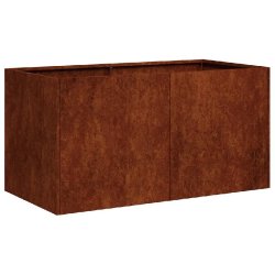 Helloshop26 - Jardinière en acier résistante aux intempéries 80 x 40 x 40 cm pour extérieur décoratif élégant style moderne rouillé 02_0051463
