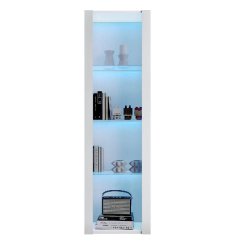 Merax Vitrine blanche brillante avec éclairage LED, 3 étagères en verre, 55*38*166 cm, vitrines, vitrines sur pied, armoires de rangement - blanc m