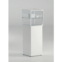Vitrine mobilier d'exposition 6-PLPVA - colonne en verre trempé avec serrure et tablette amovible - 43x43x135 cm