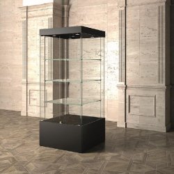 Vitrine Museum Bois colonne 80x80xH200 cm - livrée pré-montée - noir
