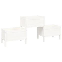 Helloshop26 - Jardinière bac lit surélevé plantes fleurs terrasse jardin 178,5 x 44 x 75 cm bois massif de pin blanc 02_0037465 02_0037465 - blanc