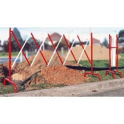 Barrière extensible droite - hauteur 1m - extensible jusqu’à 3m - laquée rouge et blanc - acier brut