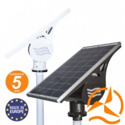 Lampadaire urbain solaire ENTRY GLOBE - LED - 30W - acier galvanisé - 4,5m - design moderne et flux paramétrable