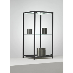 Petite vitrine commerce aluminium KL48VA - aluminium laqué noir - profil carré 25x25 mm - 43x43x86 cm