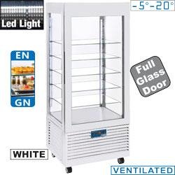 Vitrine réfrigérée négative 4 faces - 5 étagères en verre - 480L - Blanche - Ventilée - INN/VB-W5