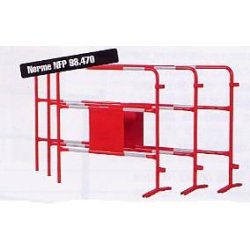 Barrières de chantier - 1,50 m de long - 1 m de haut - Rouge et blanche avec 6 réfléchissants - Personnalisables