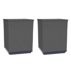 Helloshop26 - Jardinière bac lit surélevé plantes fleurs jardin terrasses lot de 2 30 x 30 x 37 cm polypropylène noir 02_0038926 - noir 3000218026967