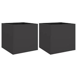 Helloshop26 - Jardinière bac lit surélevé plantes fleurs jardin terrasses lot de 2 42 x 40 x 39 cm acier noir 02_0038976 - noir acier 3000218035457