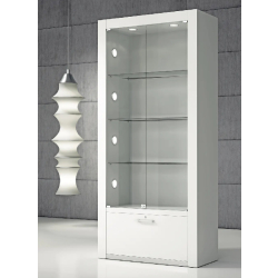 Vitrine professionnelle Q80VA pour expositions - verre trempé, LED intégrées, tiroir et serrure