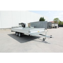 Remorque plateau HUMBAUR HN 305225 GR - 2 essieux, roues surbaissées, ridelles alu, PTAC 3000 kg