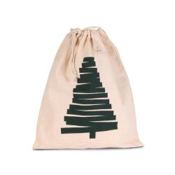 Sac réutilisable en coton à cordon motif sapin - Kimood - Réf: KI0746 - 220 g/m² - Taille unique