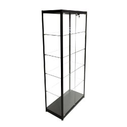 Vitrine colonne cadre aluminium noir et verre trempé 80x40x180 cm