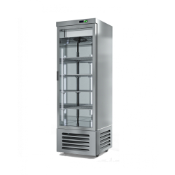 Vitrine murale négative TITAN 1 porte - EST-SB-077-V - 720 mm x 806 mm x 2122 mm - 4 niveaux inox - froid ventilé - -15°C à -18°C