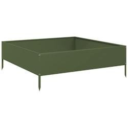 Helloshop26 - Jardinière bac lit surélevé plantes fleurs terrasse jardin de jardin olive 100 x 100 x 33,5 cm acier vert 02_0039853 - vert acier 300