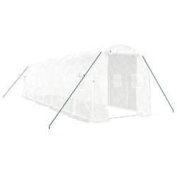 Helloshop26 - Serre tente abri plante fleur légumes avec cadre en acier 16 m² 8 x 2 x 2 m blanc 02_0044551 - blanc acier 3000220213911