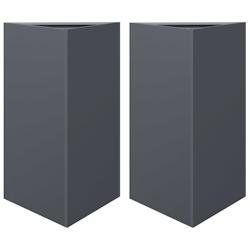 Helloshop26 - Jardinière bac lit surélevé plantes fleurs jardin terrasses lot de 2 triangulaire 50 x 43 x 75 cm acier anthracite 02_0039104 - acier