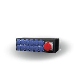 114-05-607 - Coffret de distribution Indu Electric - avec prises de courant pour rack 19″, entrée CEE 32A 400V et 12x Schuko
