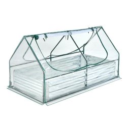 Helloshop26 - Lit surélevé de jardin avec serre 180 x 90 x 91 cm accès facile aux plantes design moderne en acier galvanisé vert et 20_0009857 - v