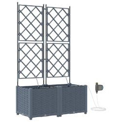Helloshop26 - Lot de 2 cache-pots de jardin moderne 80 x 40 x 142 cm avec irrigation usage extérieur en acier gris clair 02_0058595 - gris acier 3000
