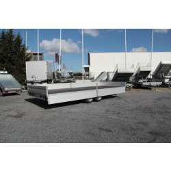 Remorque plateau Humbaur HN 256225 GR - 2 essieux, roues surbaissées, ridelles alu, 6220x2470 mm