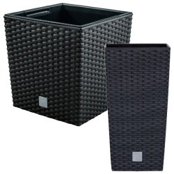 WellHome - Lot de 2 cache-pots 26,6/64 L coloris anthracite - noir plastique PK5195