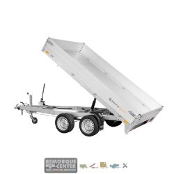 Remorque Benne SARIS - K1356 - 356 x 170 cm - PTAC : 2700 kg - 2 Essieux - Freinée - Neuve - Idéale pour Bricolage, Jardinage, et Transport de Matériaux Lourds