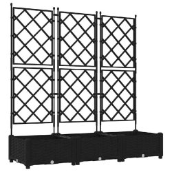 Helloshop26 - Lot de 3 cache-pots de jardin moderne 120 x 40 x 125,5 cm durable style minimaliste en acier noir 02_0058537 - noir acier 3000240646089