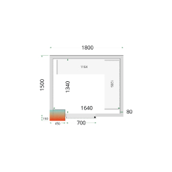 Chambre froide positive (LxPxH) 1800 x 1500 x 2200 mm TEFCOLD CRPF1815