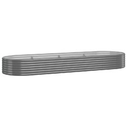 Helloshop26 - Lit surélevé de jardin ovale 322 x 100 x 36 cm usage extérieur design moderne en acier galvanisé gris 02_0046579 - gris acier 300023