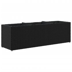Helloshop26 - Jardinière bac lit surélevé plantes fleurs terrasse jardin avec 3 pots 105 x 30 x 32 cm résine tressée noir 02_0038087 - noir acier