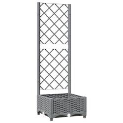 Helloshop26 - Jardinière bac lit surélevé plantes fleurs terrasse jardin avec treillis clair 40 x 40 x 121,5 cm PP gris 02_0038355 - gris 300021418