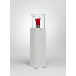 Vitrine muséographique colonne TA/30VA - blanc - avec cloche vitrée et spot LED intégré