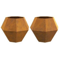 Helloshop26 - Lot de 2 jardinières rectangulaires adaptables extérieur 75 x 75 x 60 cm en acier rouillé 02_0053117 02_0053117 - acier 3000237768428