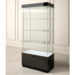 Vitrine en verre laqué GL-10AVA - dimensions 91.5x46x190 cm - 3 tablettes réglables - porte avec serrure