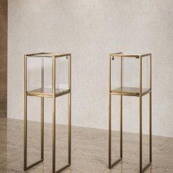 Vitrine T-Métal table 45x45xH150cm 1 bande LED - bronze