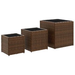 Helloshop26 - Jardinière bac lit surélevé plantes fleurs jardin terrasses d'extérieur 3 pcs résine tressée marron 02_0038886 - marron acier 3000