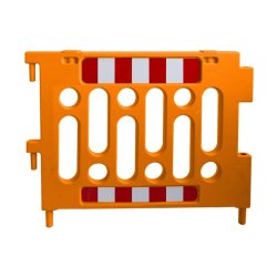 Barrière de sécurité polypropylène 2000mm - adhésif réfléchissant classe 1, pieds rotatifs - Orange / Sans pied / 1200