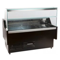 Vitrine réfrigérée noire avec réserve - profondeur 815mm - vitre frontale droite - éclairage intérieur - dégivrage automatique