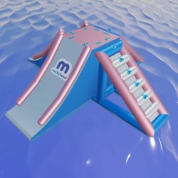 Double escalier Double piste - Structure gonflable pour aquapark - Dimensions 9x9x3m - Réf.