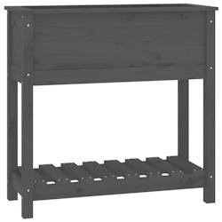 Helloshop26 - Jardinière bac lit surélevé plantes fleurs terrasse jardin avec étagère 82,5 x 34,5 x 81 cm bois massif de pin gris 02_0038400 - gr