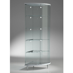 Vitrine d'angle galbée cylindrique - 203/ANVA - gris clair avec éclairage LED et 4 tablettes réglables
