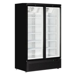 Vitrine surgelée F2DB - portes vitrées chauffantes, triple vitrage, éclairage LED et base inox