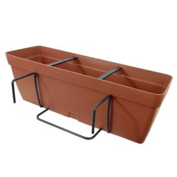 ArtPlast - Jardinière de balcon 9,5 L avec crochet carré 49x16,1x16 cm, terracotta - Collection LOLEGO FLY SQUARE - orange plastique polypropylène