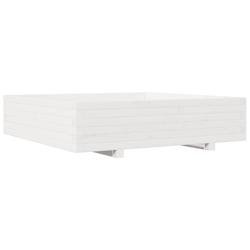 Helloshop26 - Jardinière bac lit surélevé plantes fleurs terrasse jardin 100 x 100 x 26,5 cm bois de pin massif blanc 02_0037255 - blanc Bois massi
