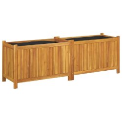 Helloshop26 - Jardinière bac lit surélevé plantes fleurs terrasse jardin avec doublure 153 x 38,5 x 50 cm bois massif d'acacia marron 02_0038123 -