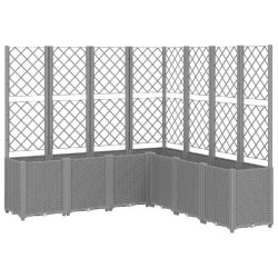 Helloshop26 - Jardinière bac lit surélevé plantes fleurs terrasse jardin avec treillis clair 160 x 160 x 140 cm PP gris 02_0038349 - gris 300021418