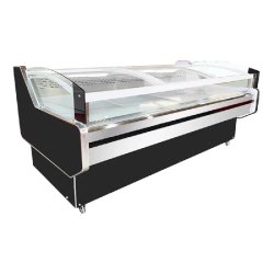 Romux® Vitrine Réfrigérée Charcuterie avec Verre Bas Courbé Noir 350 Litres Ventilée 150 cm | Vitrines Professionnelles - 8435811807166