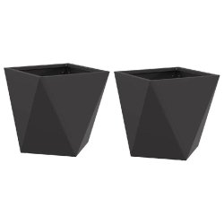 Helloshop26 - Lot de 2 jardinières modernes 30 x 30 x 30 cm idéales pour extérieur décoratif en acier noir 02_0053049 02_0053049 - noir acier 3000